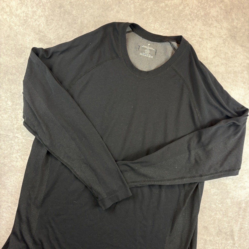 Fabletics Performance Shirt Mens XL Black Long Sleeve Mesh Raglan Athletic Top
